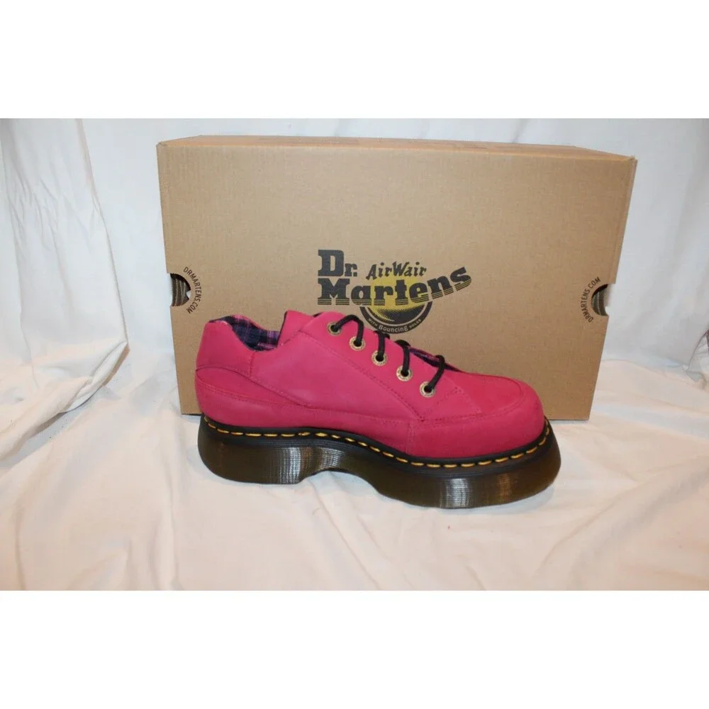 Dr Martens Women Buzz 5-Eye Suede Platform Loafer Shoes Fuschia Pink US 8 EU 39